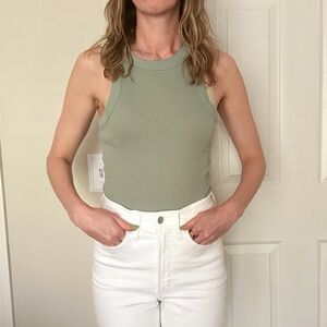 Madewell Ribbed Knit Top in Soft Green